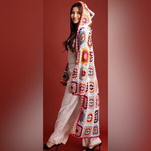 Tina Demel Colorful Crochet Cardigan NWT One Size